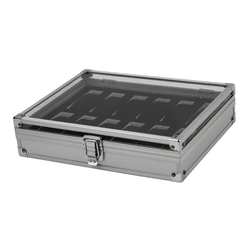 VANSIHO 6/12/24 Slots Shockproof Multiple Positions  Aluminum Watch Case Display Storage Box Wristwatch Organizer Box