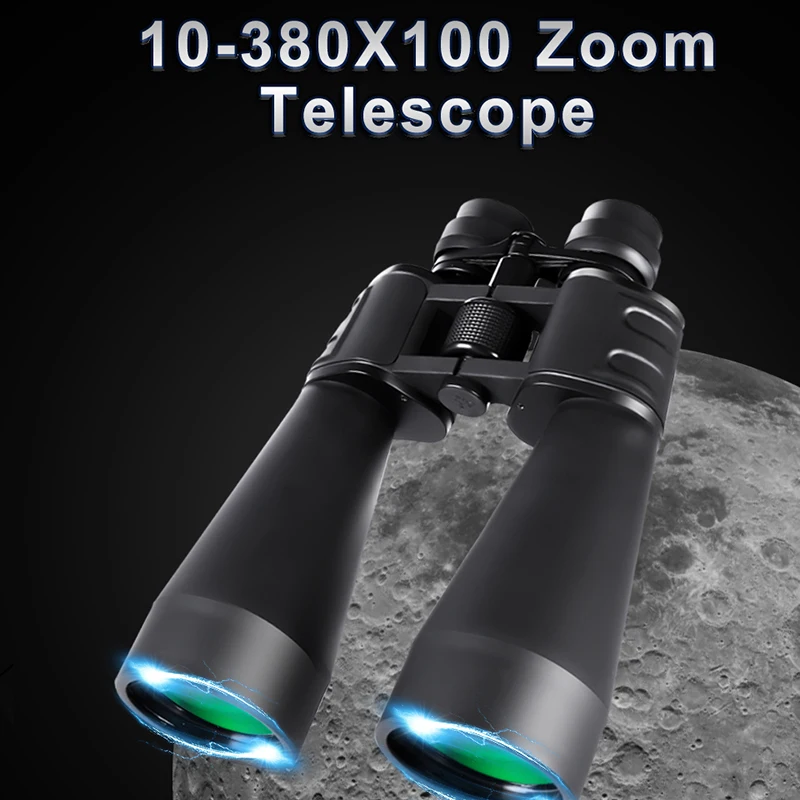 10-380x100 Powerful Binoculars Long Range Telescope Zoom HD BAK4 High Magnification Professional Monocular for Hunting Tourism