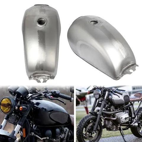 9L 2.4 Gallon Unpainted Motorcycle Cafe Racer Retro Oil Box Fuel Gas Tank Cap Kit w/ Cap For CFMOTO Mandrill Honda Yamaha