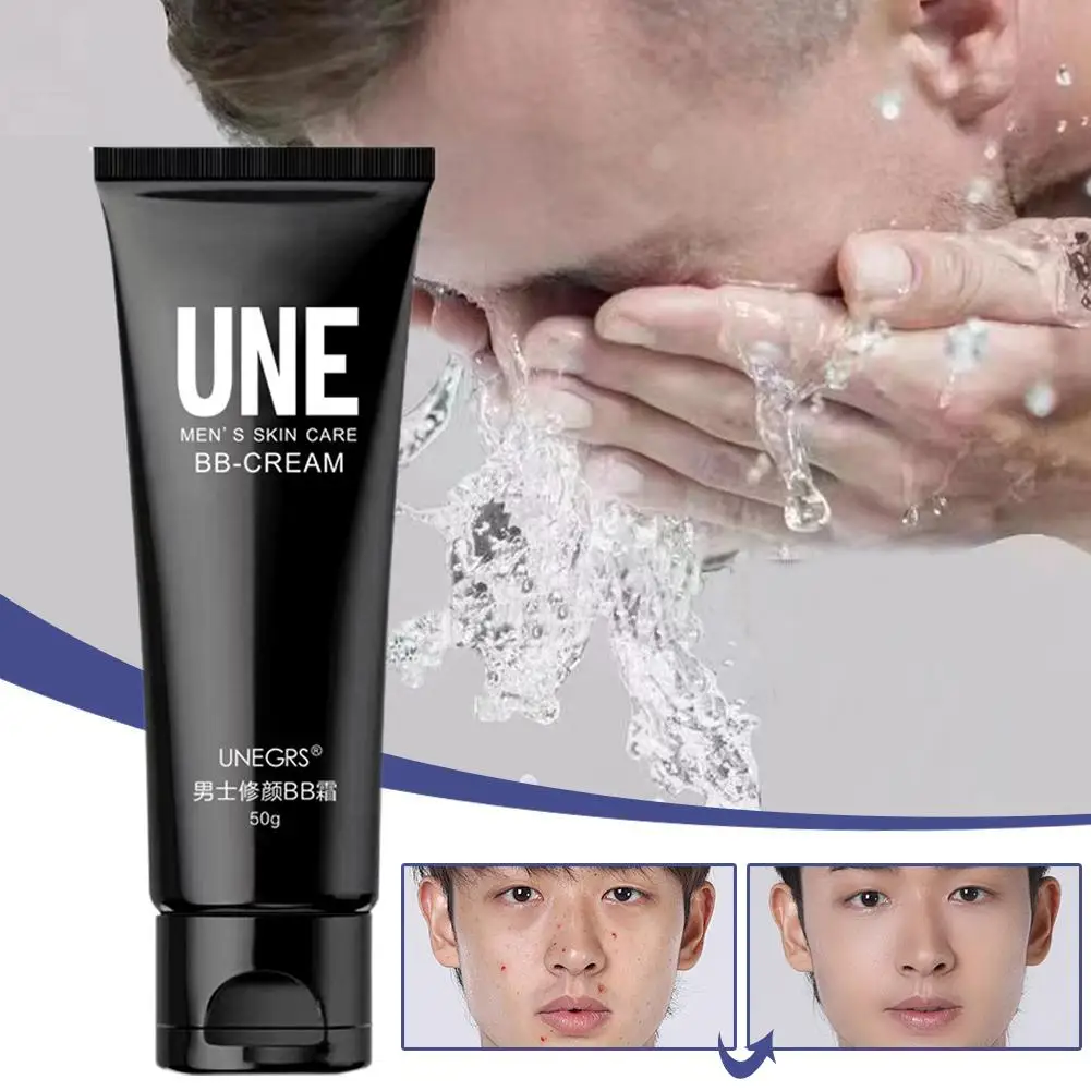メンズ BB クリーム美白オイルコントロールコンシーラーそばかす液体メイクアップ肌除去簡単明るく顔の化粧品着用 M5G0