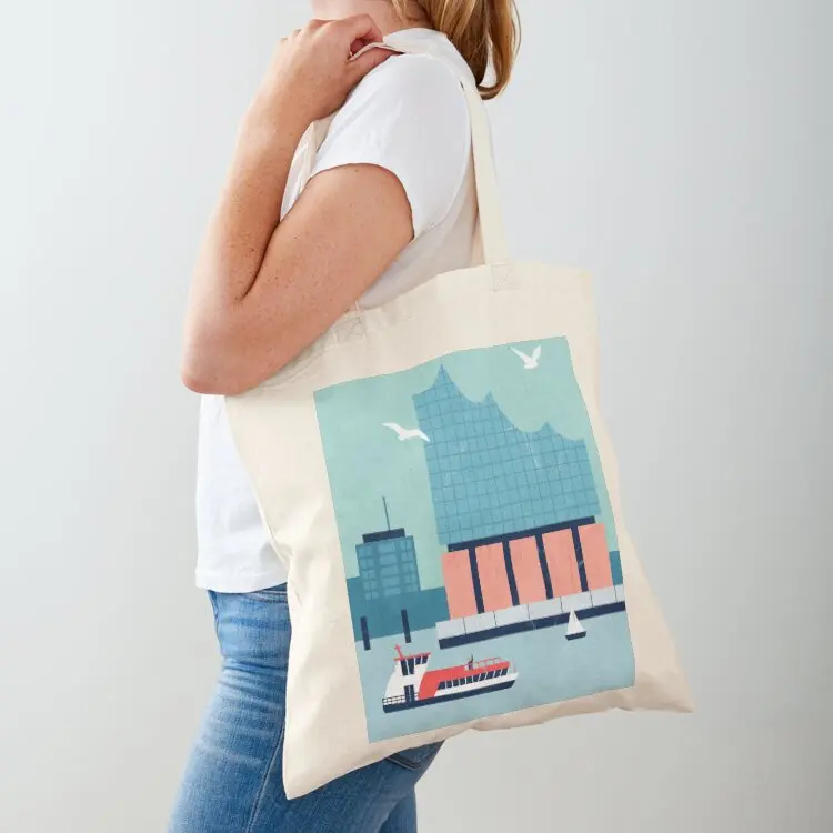 Hamburg Elbphilharmonie Travel Poster Tote Bag foldable reusable bag Cloth bags Custom bag women