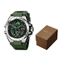 New STRYVE Men's Watches with Box Skull Design Digital-Analog Dual Display Watches Calendar Stopwatch Multifunction Watches 8008