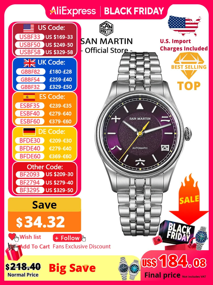 

San Martin 39.5mm Men Pilot Watch YN55 Automatic Mechanical Aviation Watches Chinese Style Original Design SN0033 Field Reloj