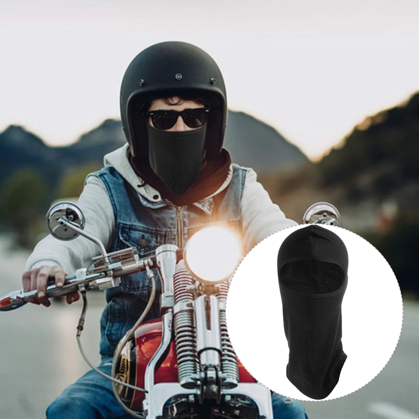 

Cycling Mask Motorcycle Balaclava Lightweight Windproof Uv Protective Hood Black Cap Thermal Men Women Bike Headgear
