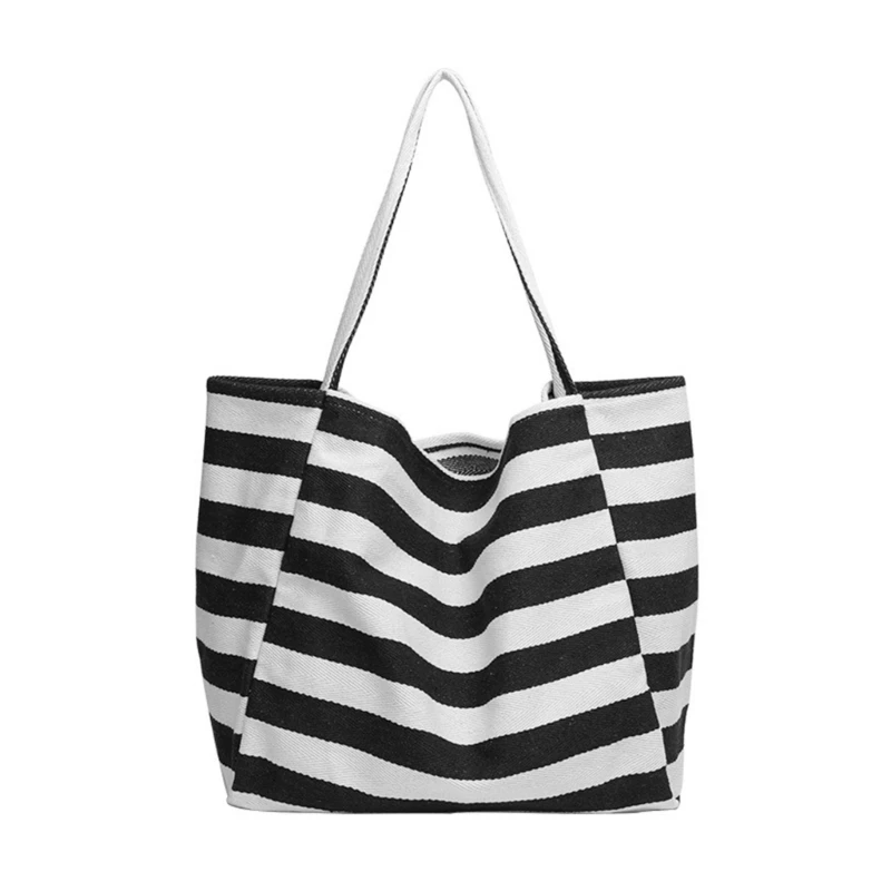 2023 New Striped Canvas Handbags for Women Girls Large Capacity Handbag Shoulder Bag Shopping Tote Bags