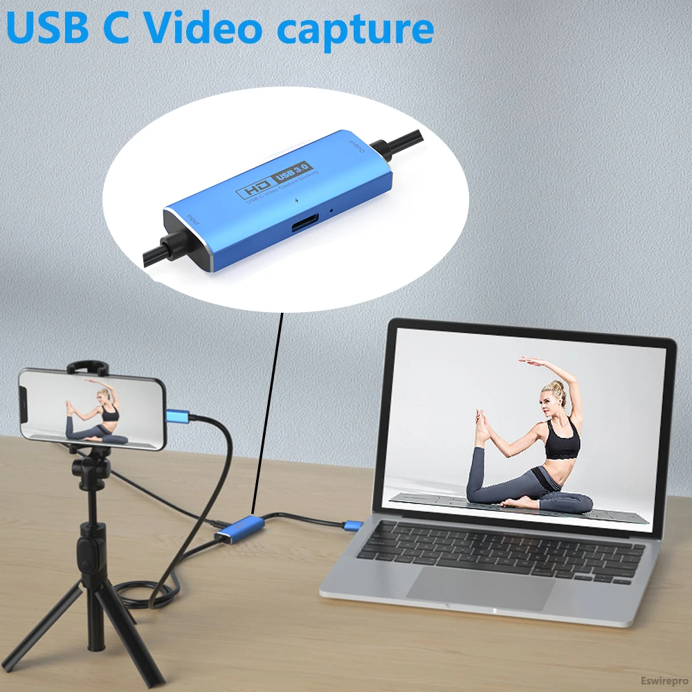 USB C Capture Card Steaming Live Mobile Games for USB C Phone Capture Nintendo Switch Zoom Camera 1080p 60fps placa de captura