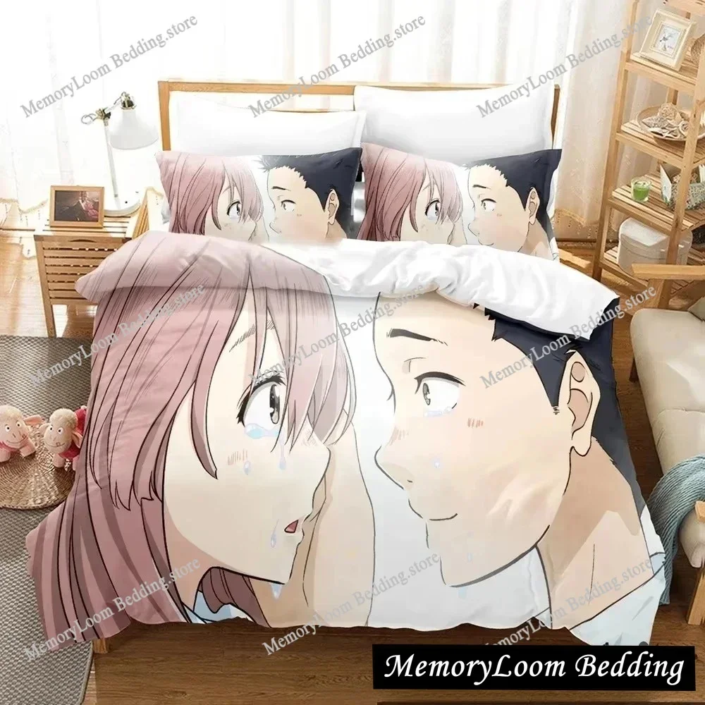 

3D Print Anime A Silent Voice Bedding Set Boys Girls Twin Queen King Size Duvet Cover Pillowcase Bed boys Adult Adult Bedding