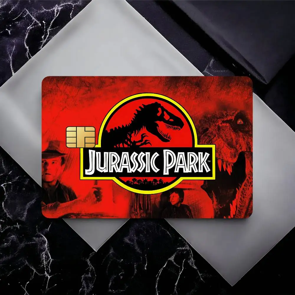 J-Jurassic P-Park بطاقة ملصقات مقاوم للماء فيلم الجلد غطاء 4 قطعة الخصم الائتماني الجبهة الديكور البنك مترو الانفاق تمرير ثلاثية الأبعاد ملصق
