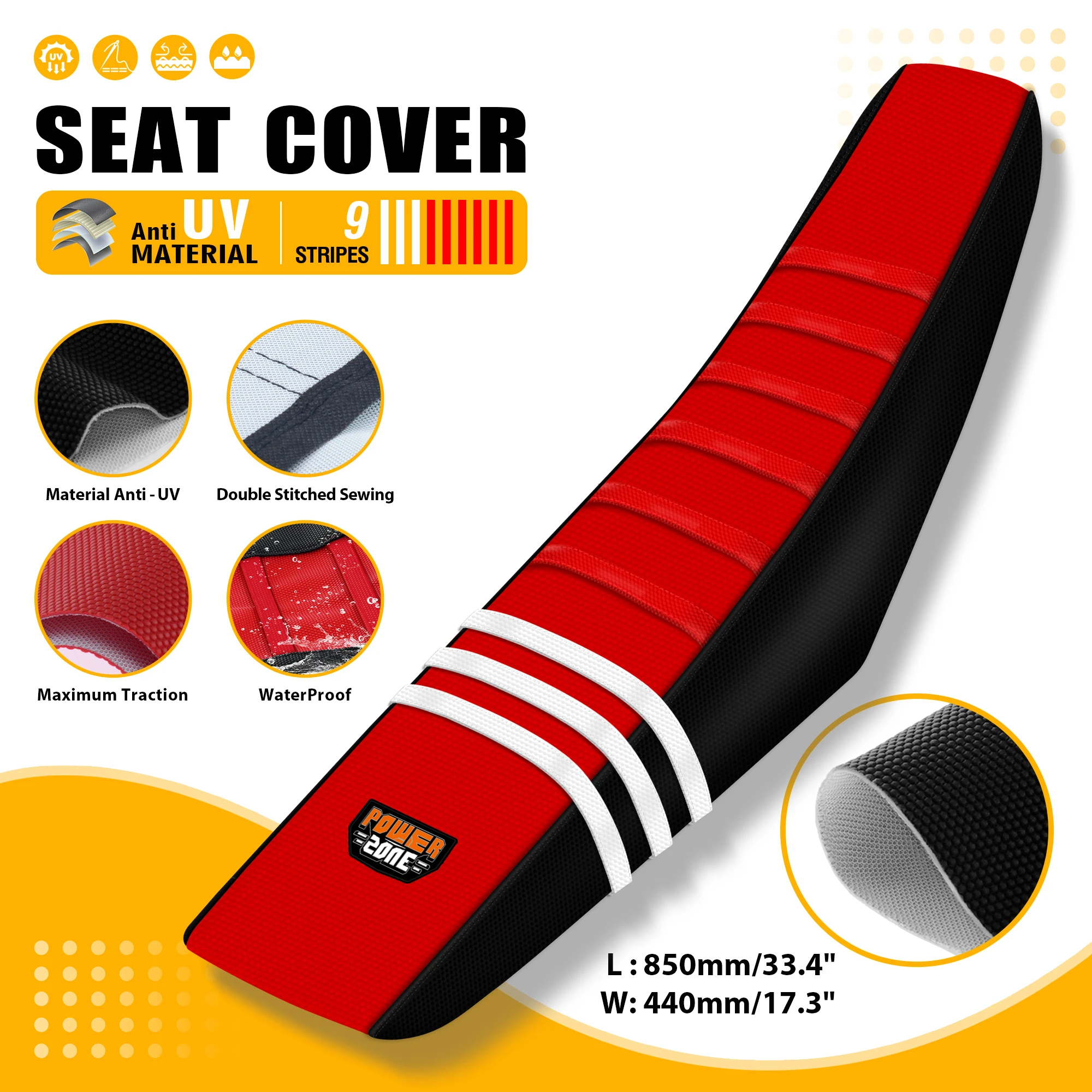 Powerzone Ribbed Soft Seat Cover For EXC CRF TC YZ KXF Universal Motorcycle Waterproof Non-slip Rubber Seat Cushions