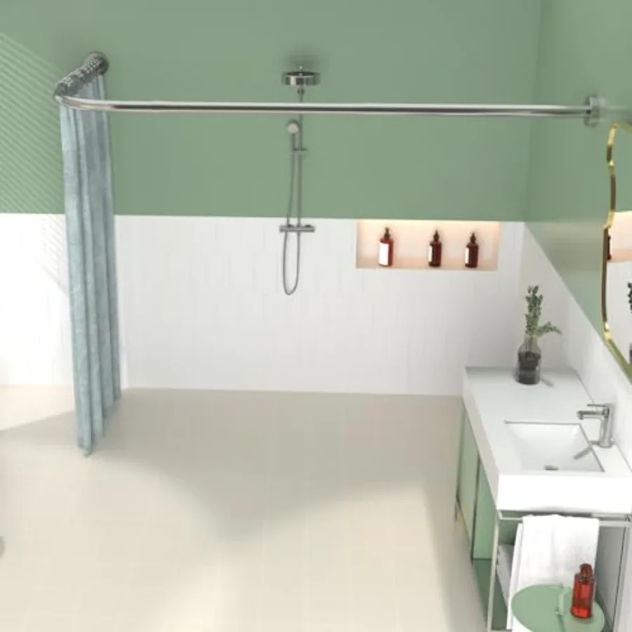 

L Shed Shower Curin Rod28-39 X 43-67 h Curved Shower Rod Adable Shower Rods for Baroom SinleDrillinShower Curin Rods wi 8 RinHo