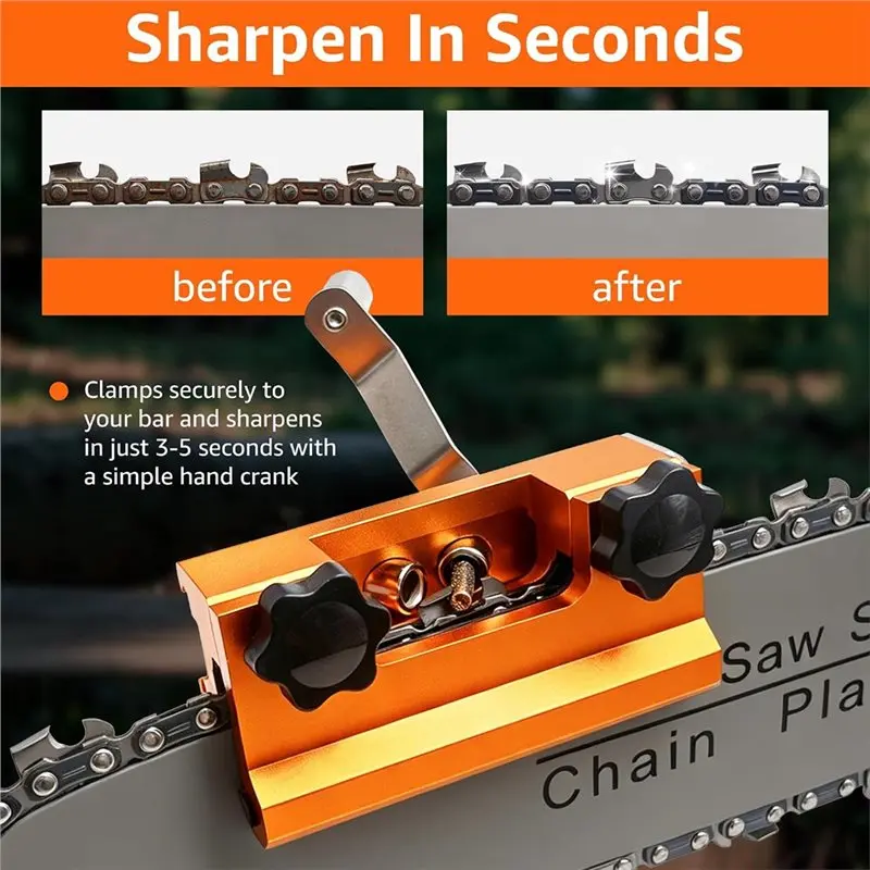 VEHO-Upgraded Chainsaw Sharpener, Adjustable Manual Chain Grinder For Universal Chainsaw Chains