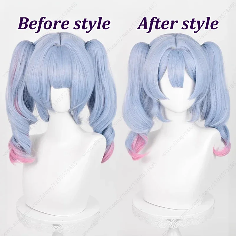 Hatsune Miku Rabbit Hole Cosplay Wig 45cm Long Mixed Color Ponytails Heat Resistant Synthetic Hair