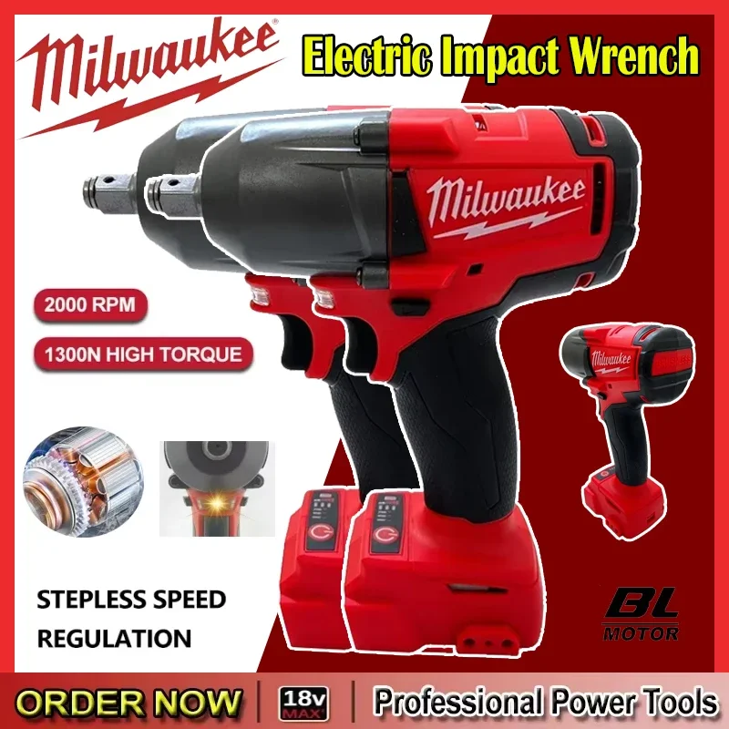

100%MILWAUKEE M18 BIW12/2659 Impact Wrench M18 Compact 1/2" Cordless 1300NM 4-Pole Motor Electric Wrench 18V Lithium Power Tools