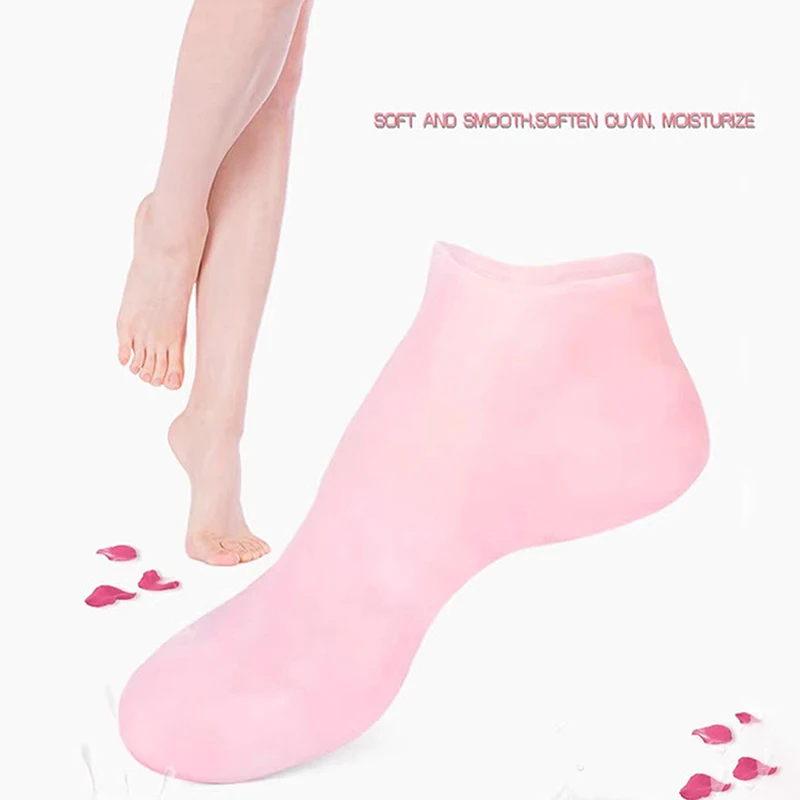 1pair Feet Care Socks Spa Home Use Silicone Moisturizing Gel Heel Socks Cracked Foot Skin Care Protectors Anti Cracking