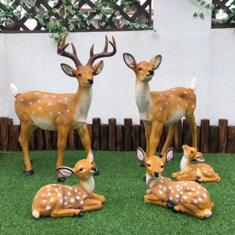 Outdoor Garden Simulated Deer Resin Sculpture Crafts Home Figurines Decoration Courtyard Villa Lawn Landscape Statue Accessories