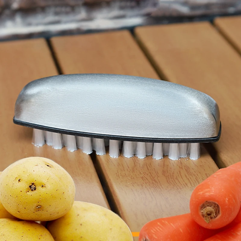 Potato Cleaning Brush Vegetables Fruits Potatoes Carrots Washing Brushes Household Kitchen Scrubber for Food Stainless Steel