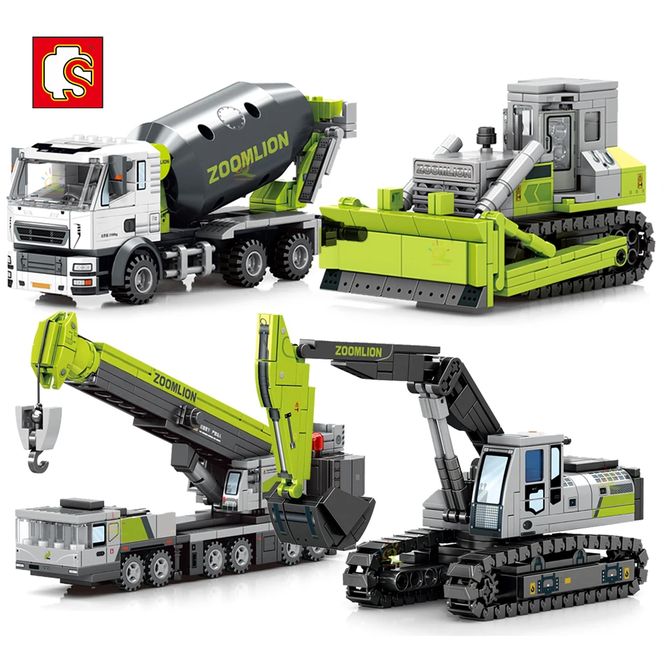 SEMBO City Engineering Crane Forklift Model Building Block Set Boy DIY Dump Truck Construction Drilling Rig Brick Toy Children