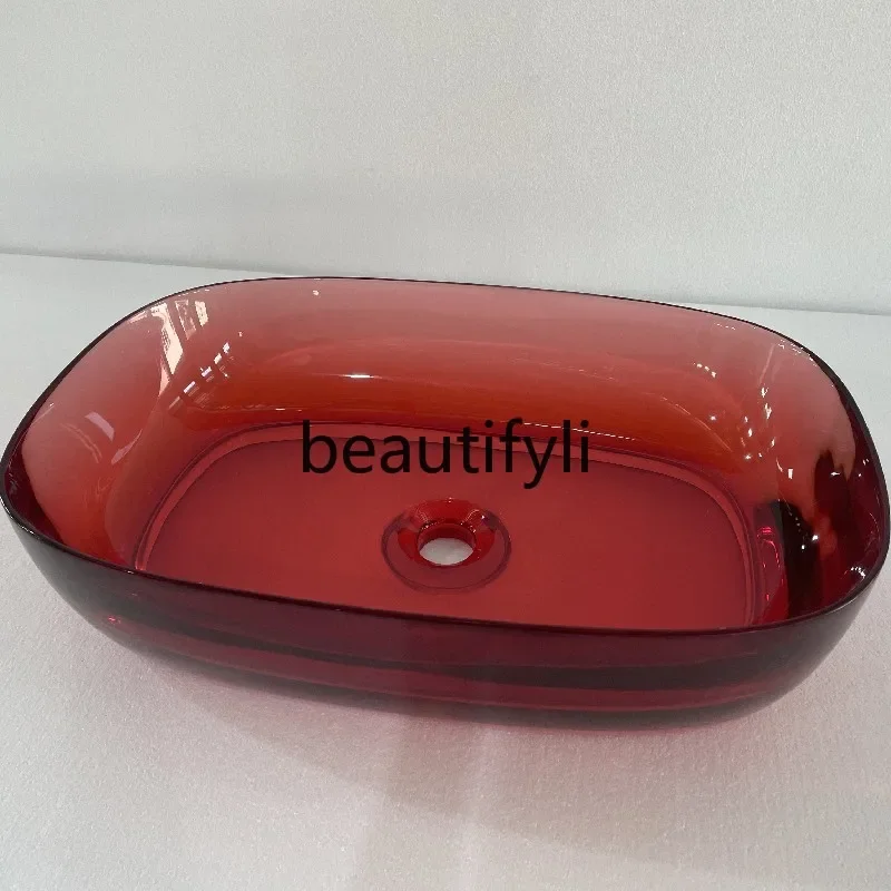 Transparent washbasin resin crystal art basin artificial stone