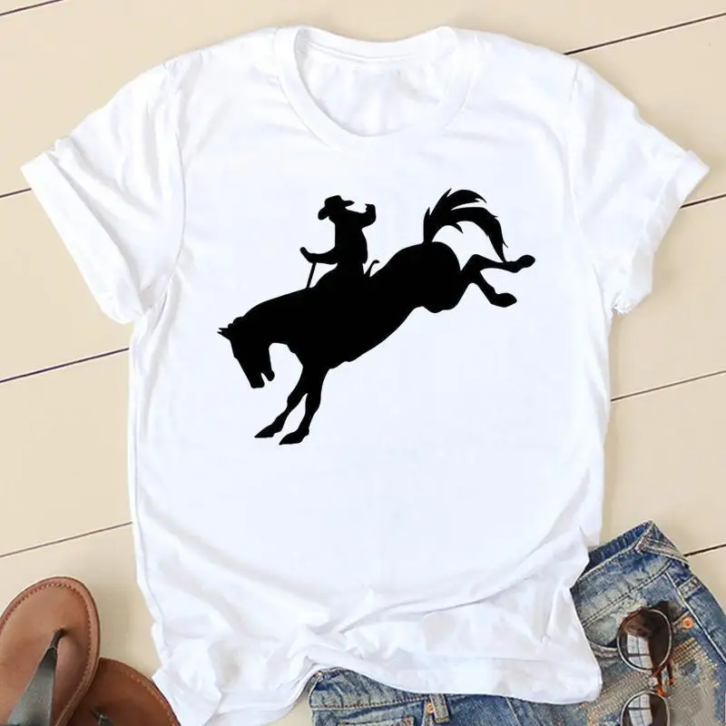 Ladies Fashion Watercolor Horse 90s Trend Casual Women Clothing Summer Short Sleeve Graphic Tee T-shirts Female Tshirt Clothes