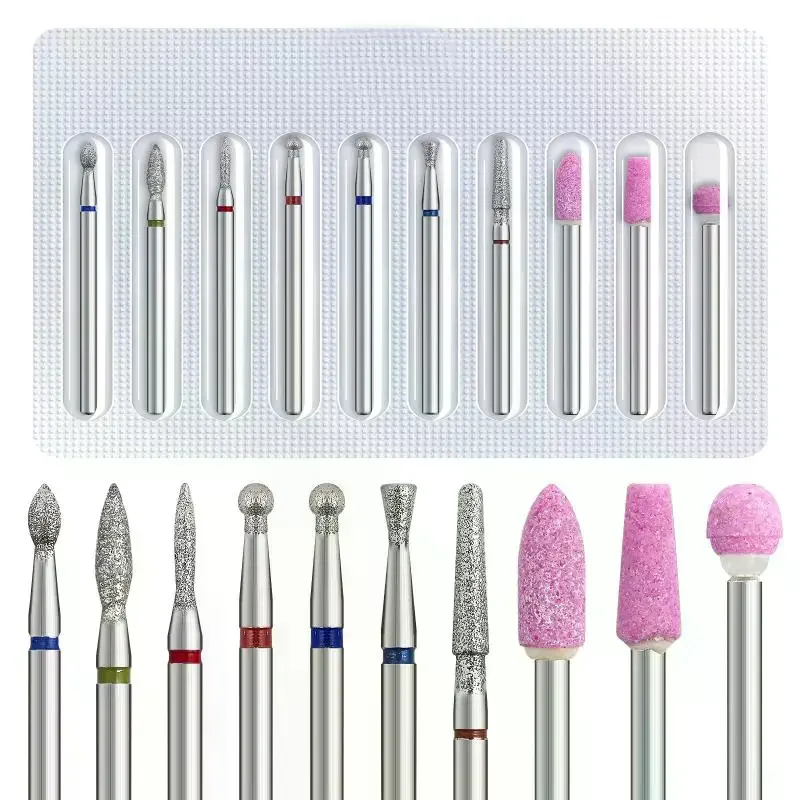 10 個電気ネイルドリルビットマニキュアペディキュア用タングステン角質除去爪研磨研削ヘッドマニキュアツール