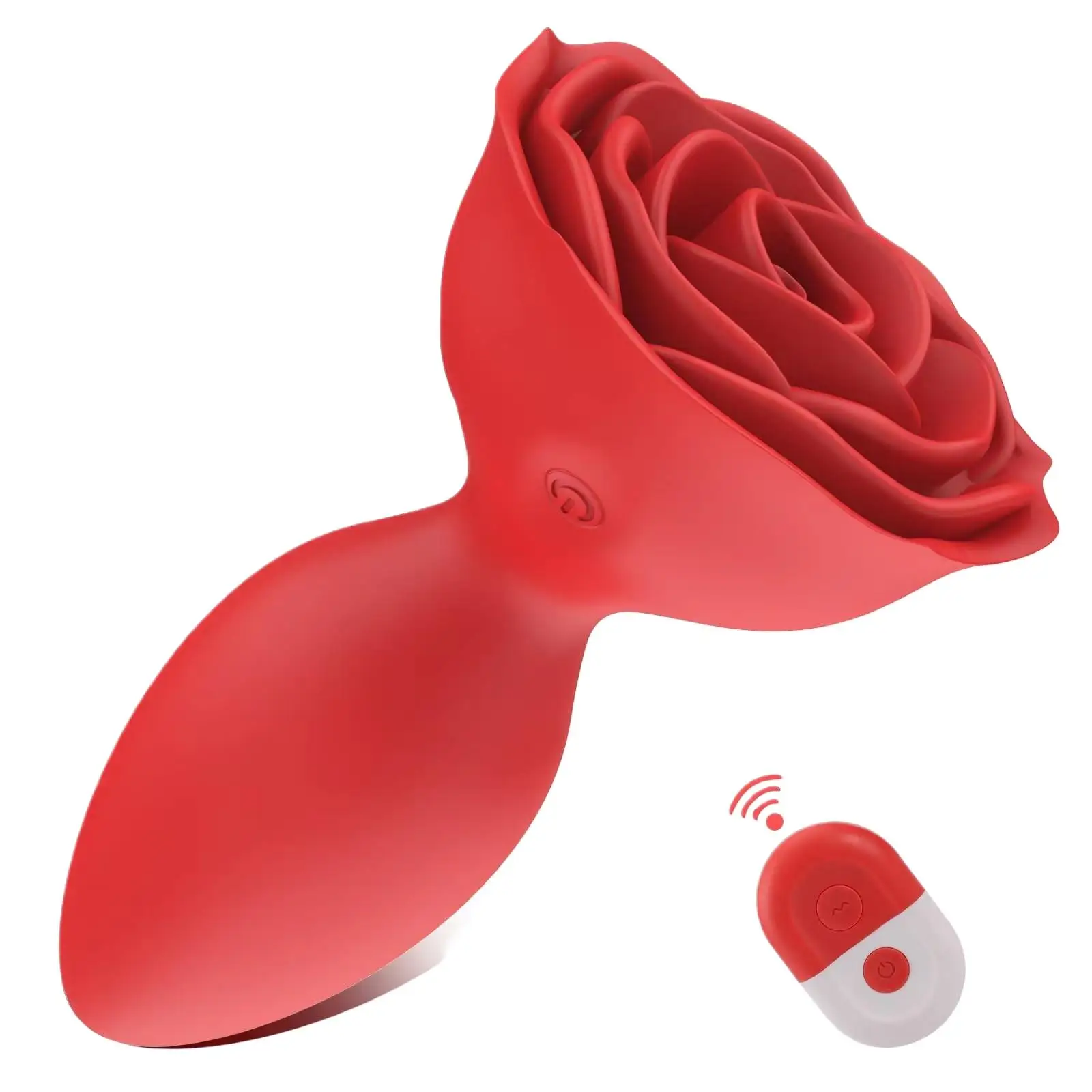 Anal Plug Rose Vibrator Silicone Vibrating Butt Plug with 10 Vibration Modes for Beginner Anal Play, Anal Vibrator Rechargeable
