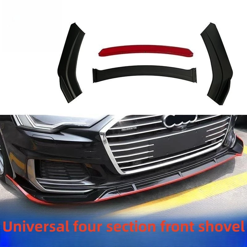 Universal Car Front Bumper Lip Body Kit Spoiler Splitter Diffuser 4PCS Red White Carbon Fiber Canard Splitter ABS Plastic