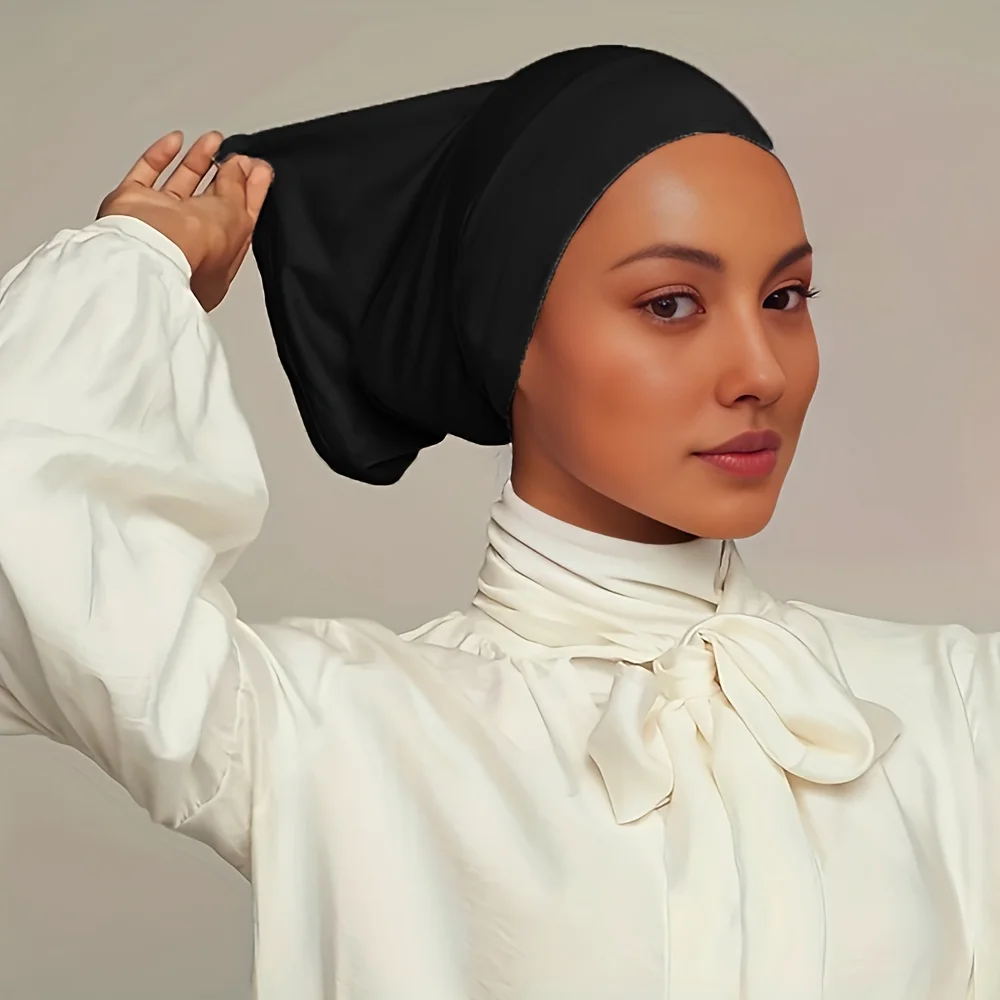 Simple Monochrome Turban Undercap Casual Versatile Elastic Modal Hijab Cap Outdoor Breathable Inner Hijabs Cap