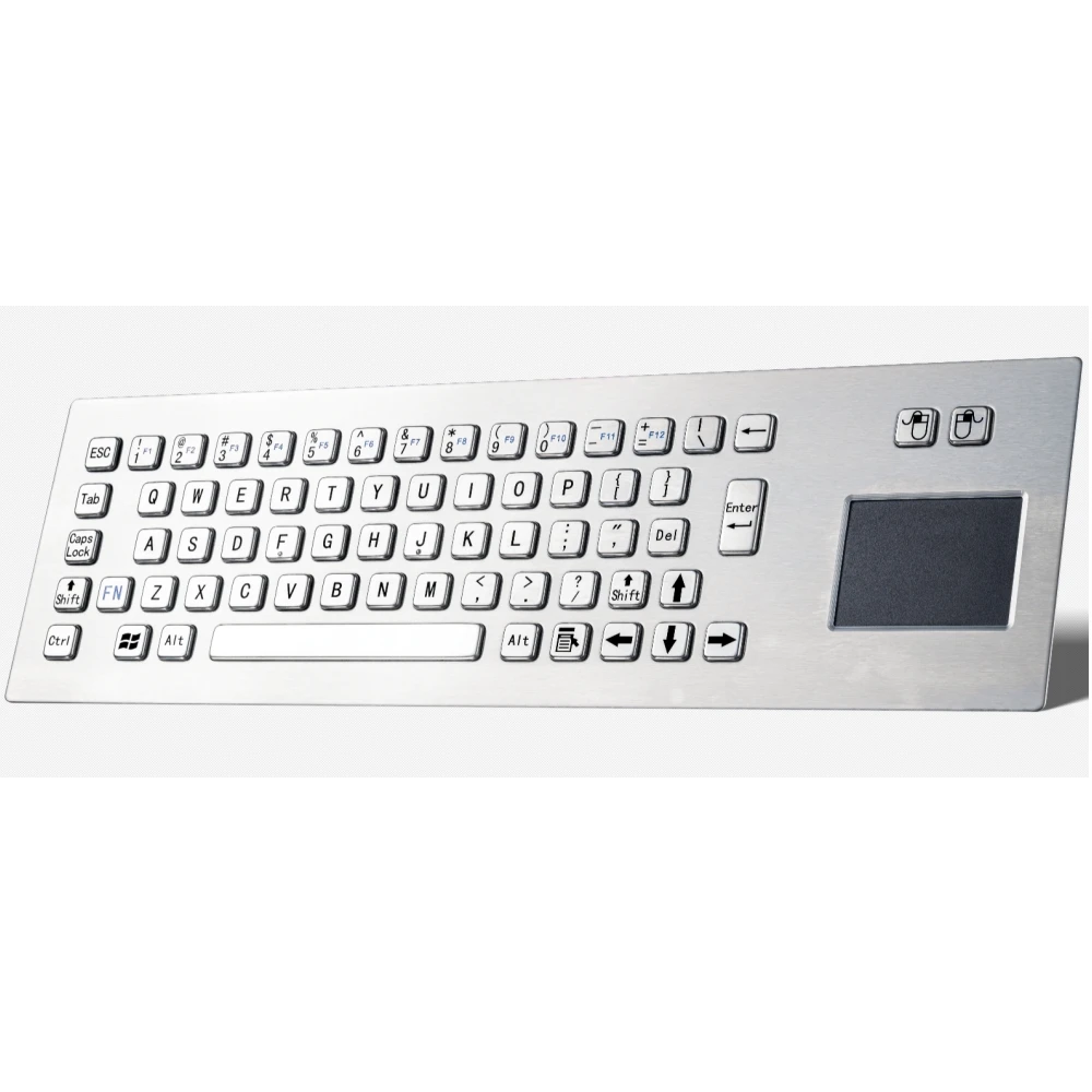 

65 Keys IP65 Metal Industrial Stainless Steel USB Kiosk Keyboard With Touchpad For Ticket Vending Machine Control Cabinets