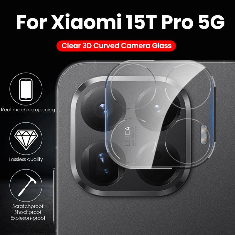 

Mi15TPro Mi15T Case Clear 3D Crystal Tempered Glass Curved Camera Lens Protector For Xiaomi 15T Pro Xiaomi15T Mi 15TPro 15 T 5G