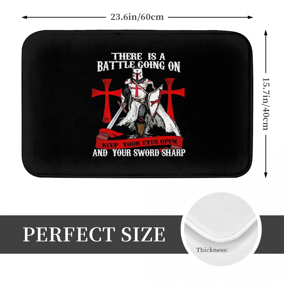 Knights Templar Cross Shield Symbol Medieval Anti-slip Doormat Floor Mat Absorbent Mat Carpet Rug for Kitchen Entrance Home Room