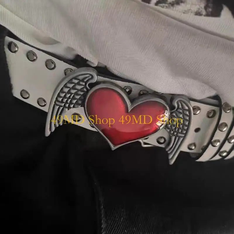 

49MD Универсальный поясной ремень из искусственной кожи с пряжкой в ​​виде сердца для джинсовой юбки для любителей моды