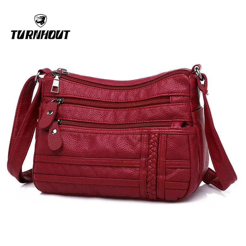 Women Bag Soft Leather Shoulder Bag Multi-layer Crossbody Handbag for Ladies High Quality Solid Color Casual Bags Bolso Muje