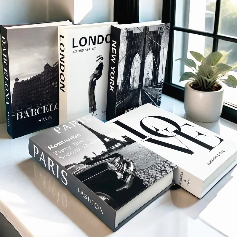 

Urban Architecture Fake Book Storage Box Luxury Decorative Books Creative Coffee Table Bedroom Hotel Villa Shelf Home Decoration