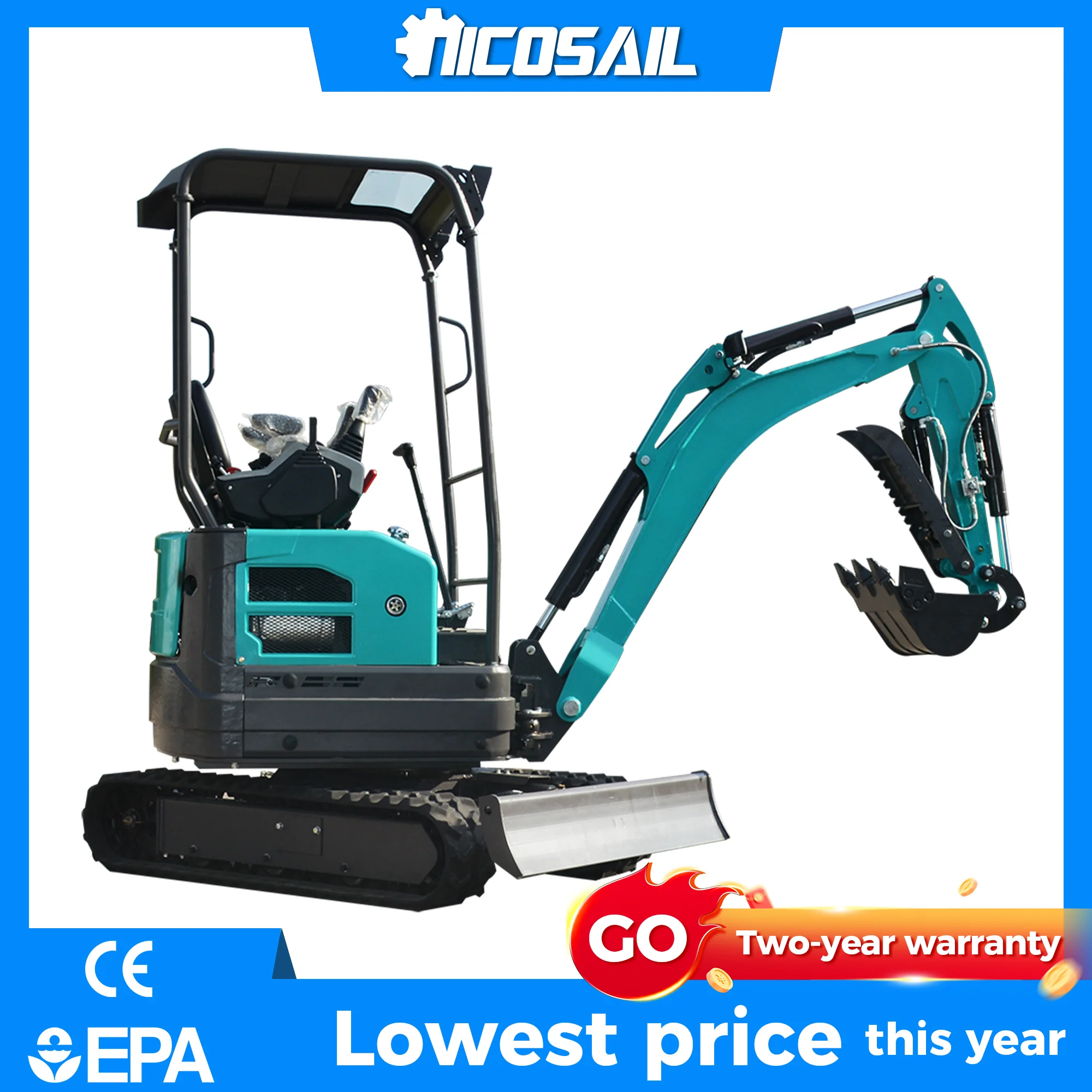 

1.8 Ton Small Excavator CE Euro 5 Hydraulic Crawler Mini Digger for Construction Rental