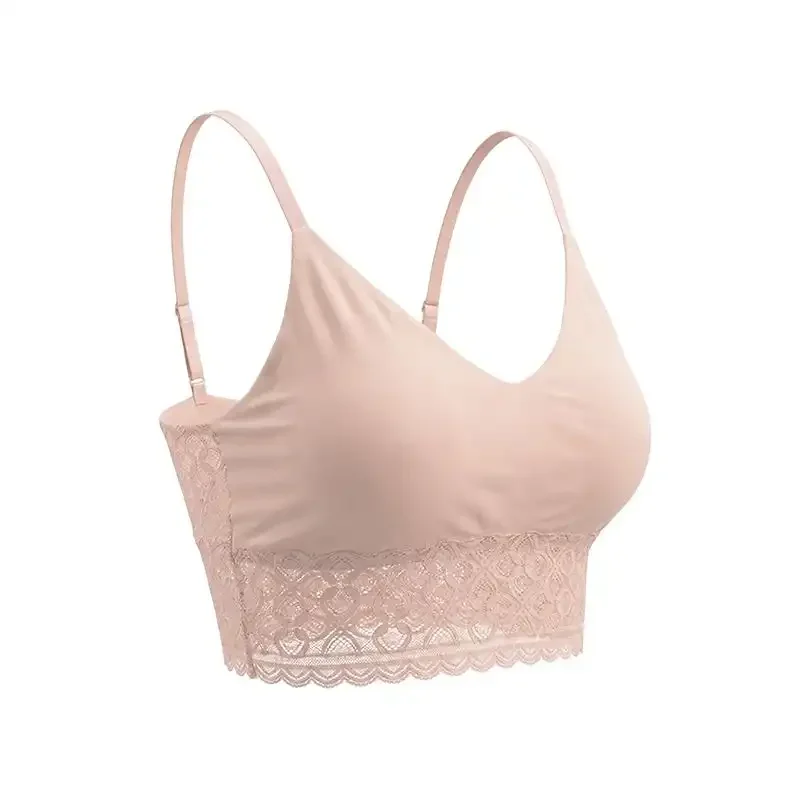 French Style Women Summer Thin Lace Trim Backless Camisole Bra Built-in Pads Comfy Daily Workout Underwear S-3XL view 3