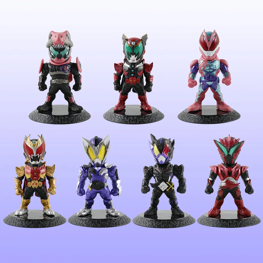 7 Pcs Anime Kamen Riders Pvc Figure Collectible Trendy Model Cartoon Masked Superman Car Cake Decoration Doll Toys Gift Decor