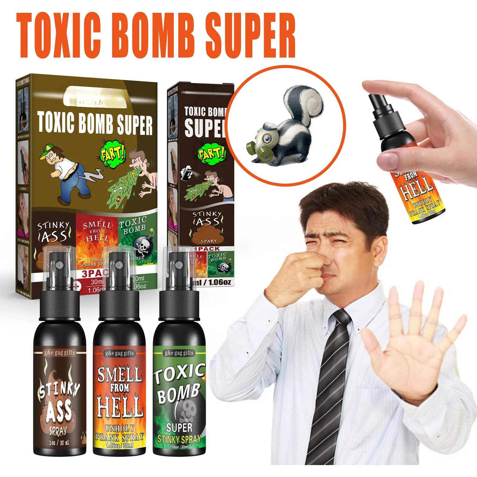 

Stink spray poop hell bomb smell April Fool's Day whole person liquid toy spoof stink entertainment