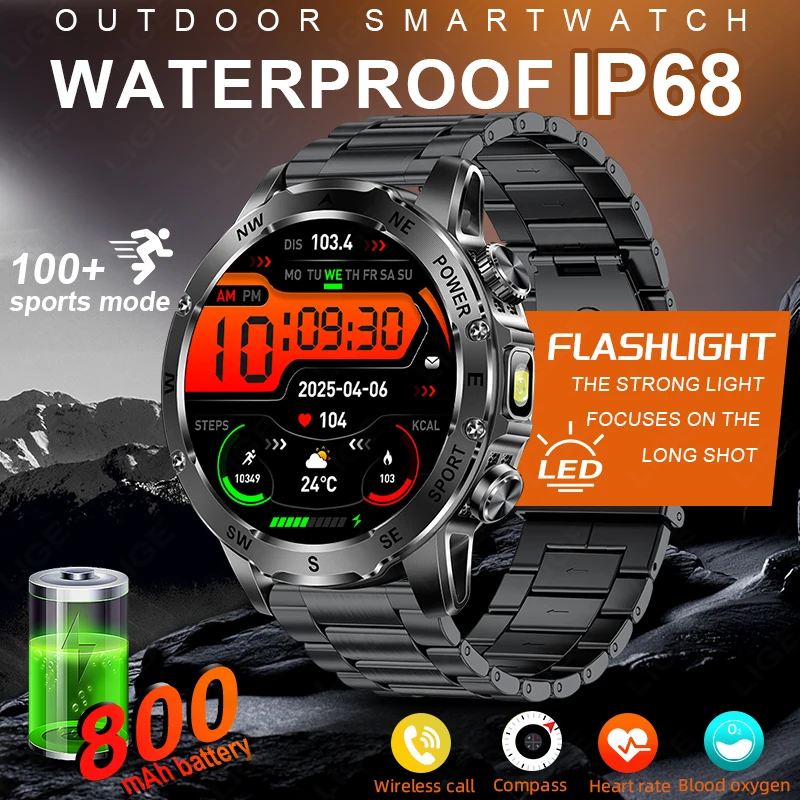 

LIGE Smart Watch 800mAh Battery 100+ Sports Modes Heart Rate Blood Oxygen Monitor smart watchs for men women For Android And IOS