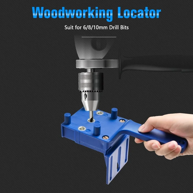 Wood Doweling Jig Punch Locator Drill Guide Handheld Woodworking Pocket Hole Jig Kit Drill Hole Puncher for Wood Dowel Joints