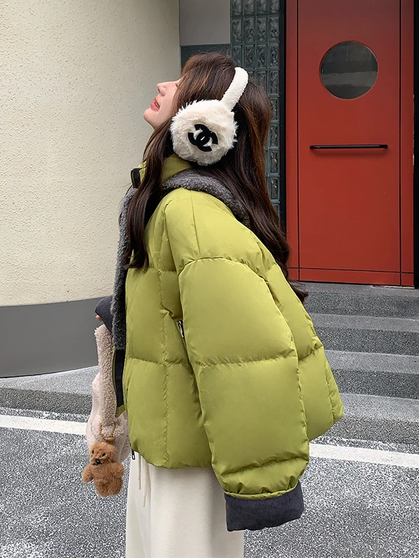 탈부착 가능한 곰 후드 여성용 다운 재킷 2025년 겨울 신상품 소형 사이즈 트렌디 안티에이징 테니드 브레드 코트