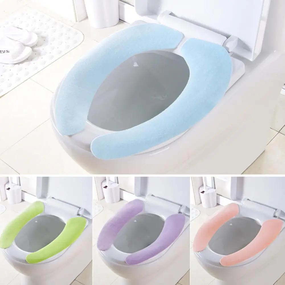 Soft Toilet Seat Cover Waterproof Warm Toilet Cushion for Bathroom 2Pcs Closestool Cushion Universal washable toilet sticker