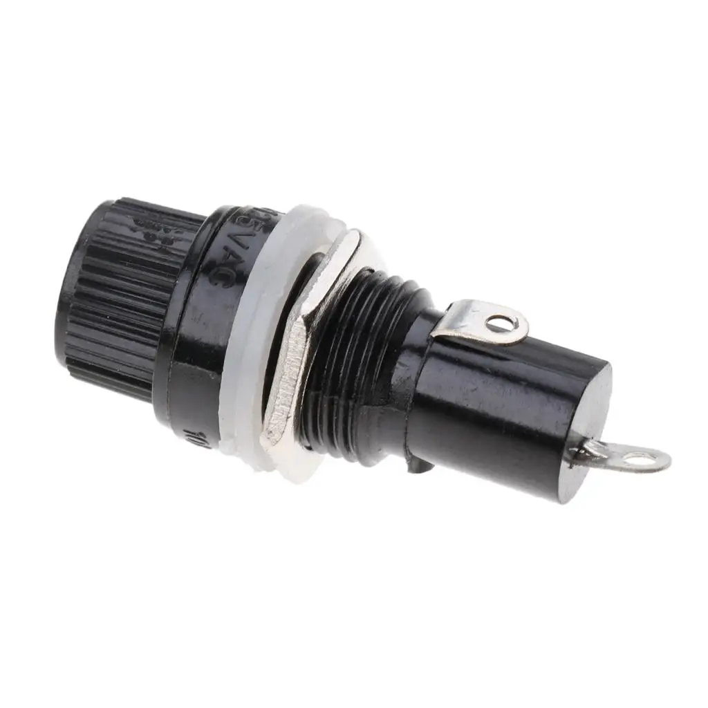 Panel Fuse Holder Waterproof Screw Cap 2 Terminal Block Compatible with 5x20mm Mini Glass Fuse for Car and Motorcycle