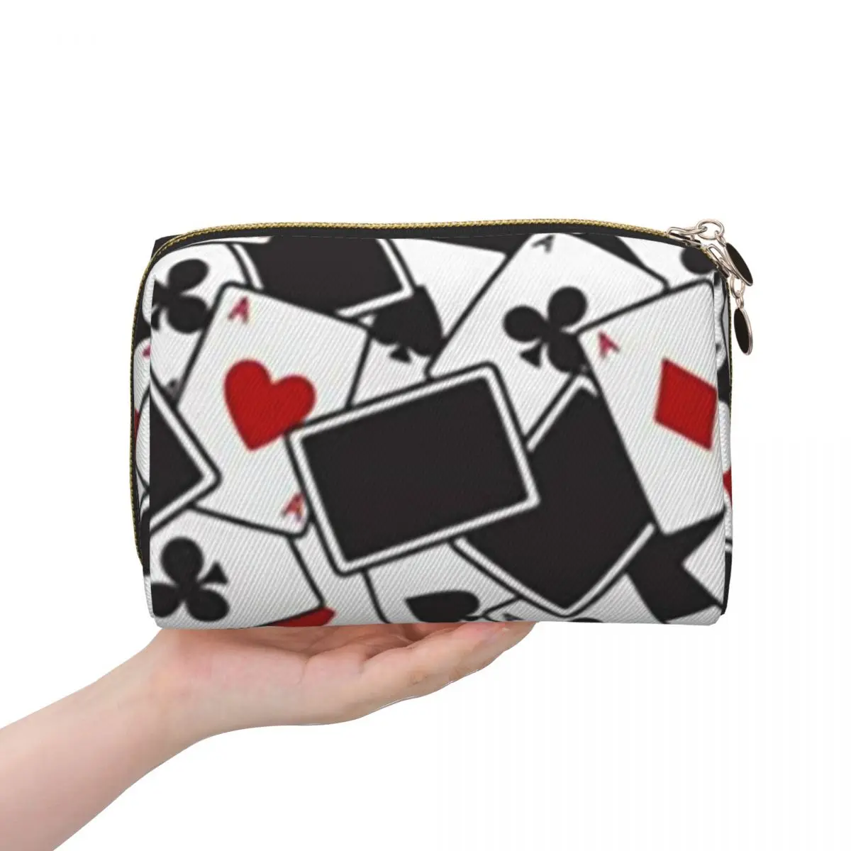 Playing Cards Poker Print Women Cosmetic Bag Travel Makeup Organizer Pouch Toiletry Storage Dopp Kit Case