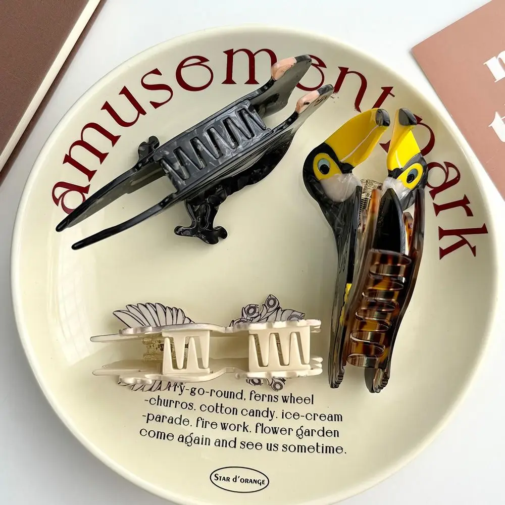 

Creative Cute Acetic Acid Hair Claw Grasp Woodpecker Bird Hair Clip Peacock Korean Style Cartoon Animal Shark Clip Travel