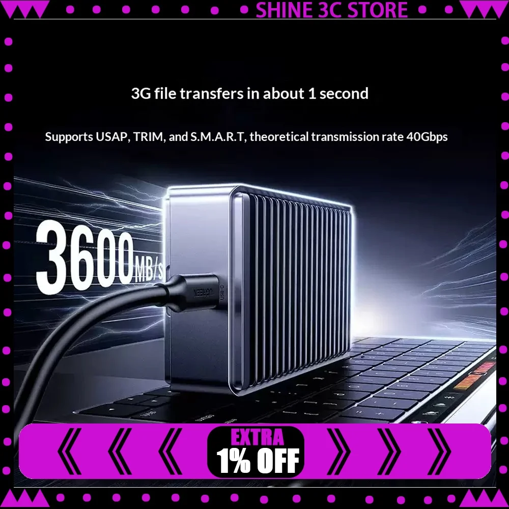 UGREEN D700 Docking Station Adapter USB4 M.2 NVMe SSD Enclosure 40Gbps Dual Fin Cooling Thunderbolt 3/4 55316