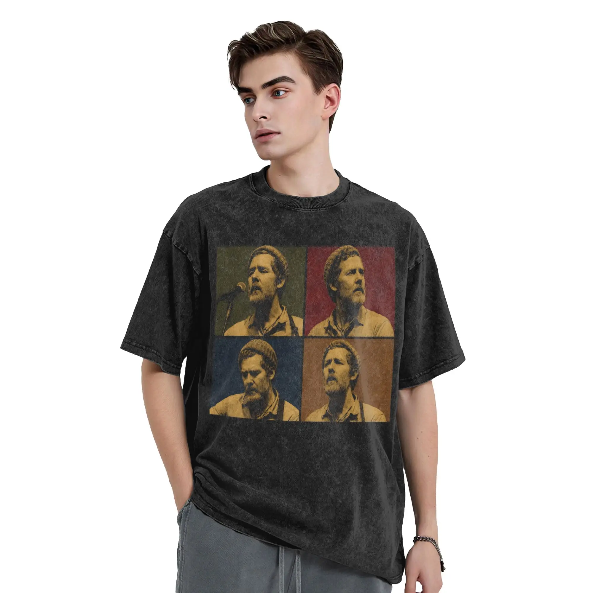 Men T Shirt Glen Hansard  Washed T-Shirts Leisure  Beach Tee Shirt Streetwear Design Cotton Clothes Birthday Present