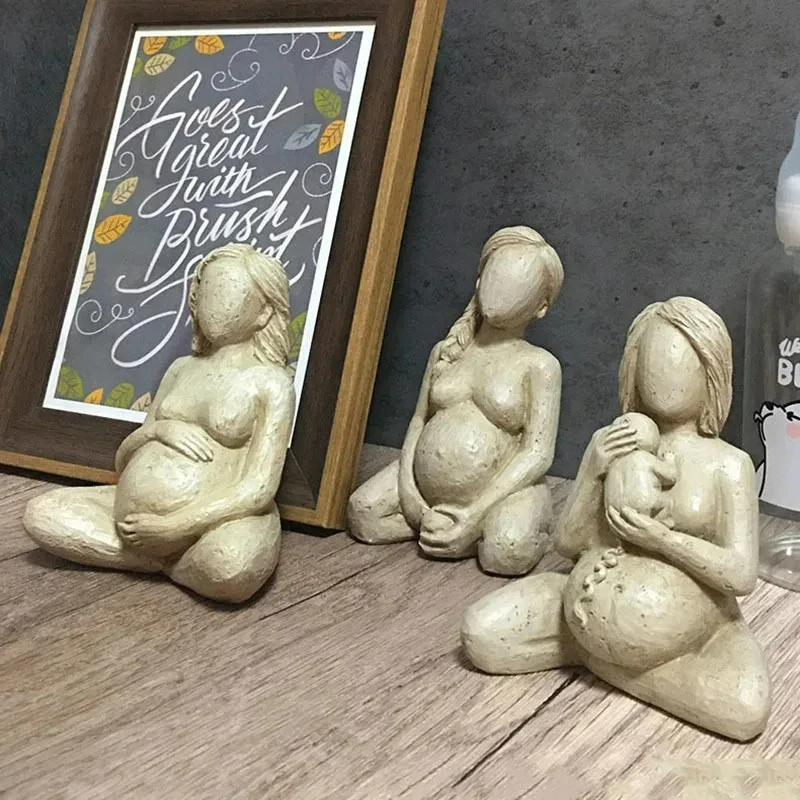 Pregnant Woman Retro Character Resins Statue Desk Decoration Pregnant Women Sculpture Ornaments Desk Decor Figurine Statuette