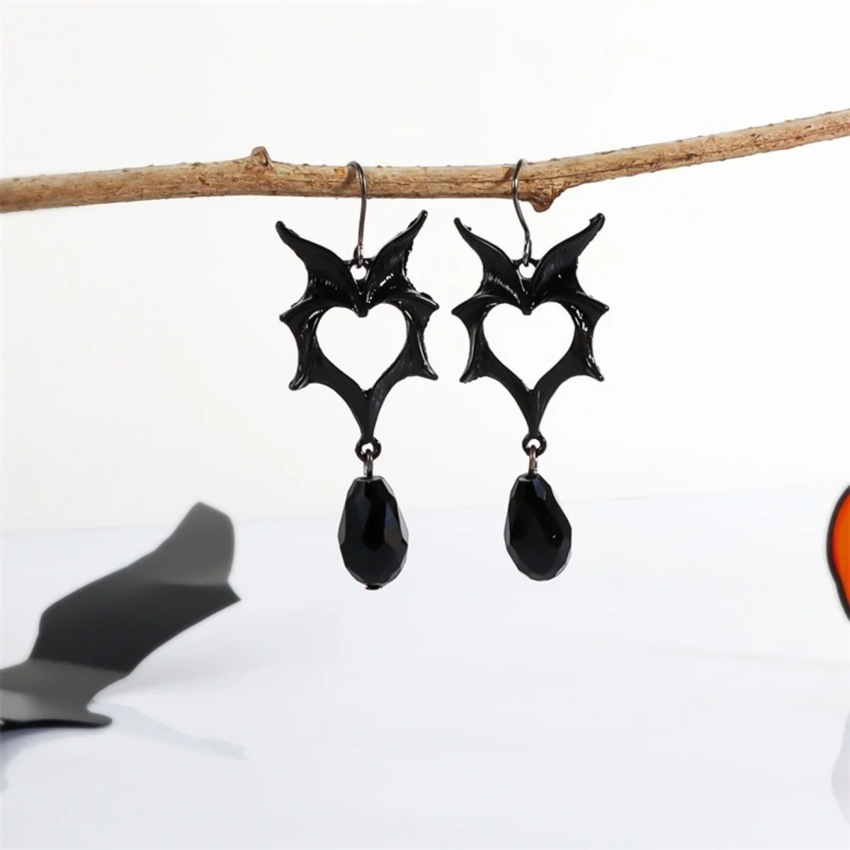 Halloween Schwarze Rote Fledermaus Wassertropfen Kristall Quasten-Ohrringe für Frauen Männer Gothic Cosplay Fledermausflügel Tier-Ohrring Schmuck – Detail 28