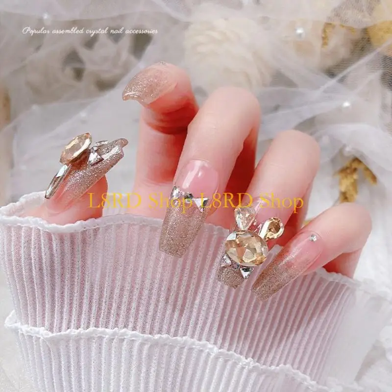 L8rd jóias unhas luxo arte do prego studs brilhante diamante gemas pacote para decorações unhas anéis
