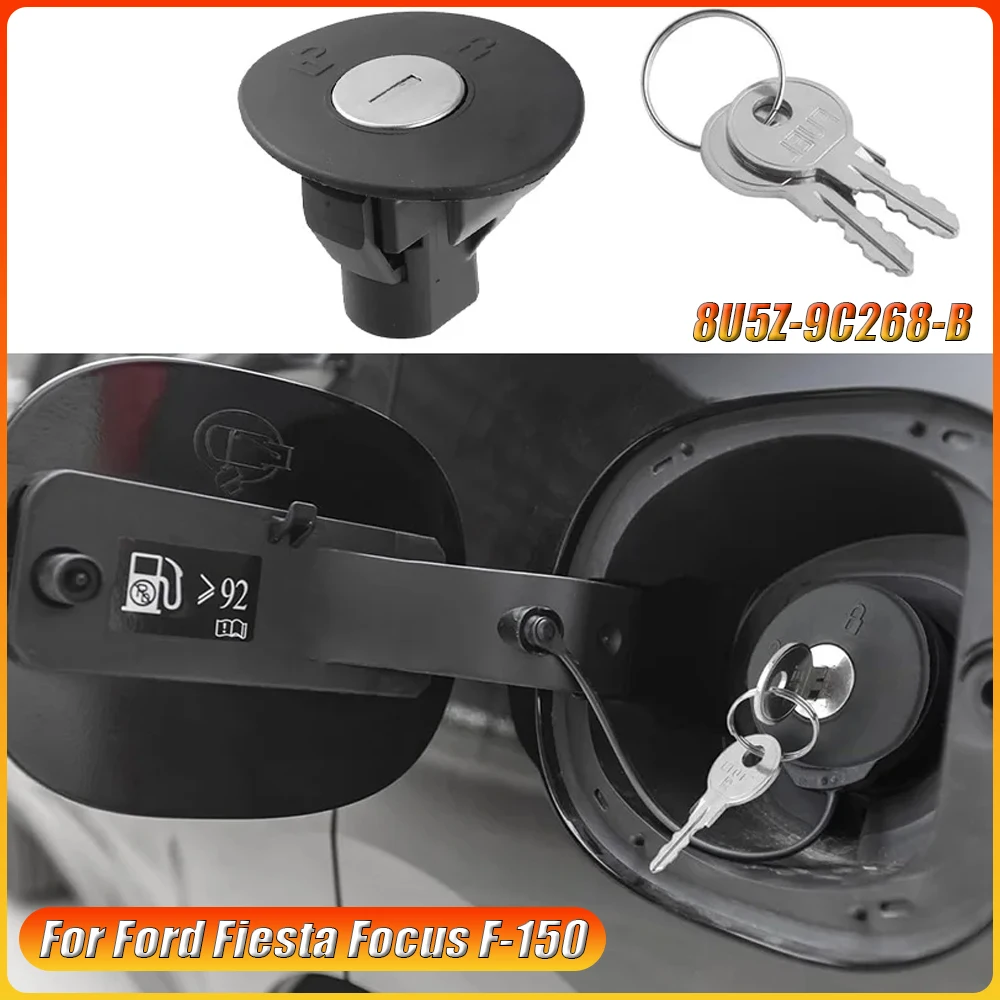 Fit For Ford Fiesta Focus F-150 Car Fuel Gas Tank Locking Cover Cap With Keys Auto Accessories Plastic Black #8U5Z-9C268-B